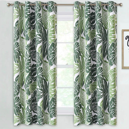 Krótka zasłona w zielone liście monstery.