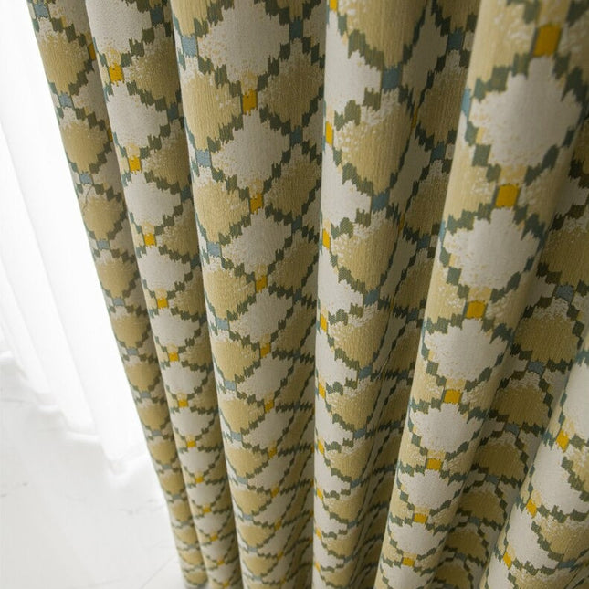 Zasłona w skandynawskie żółte romby
