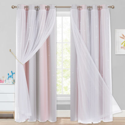 Podwójna zasłona z tiulem gwiazdki