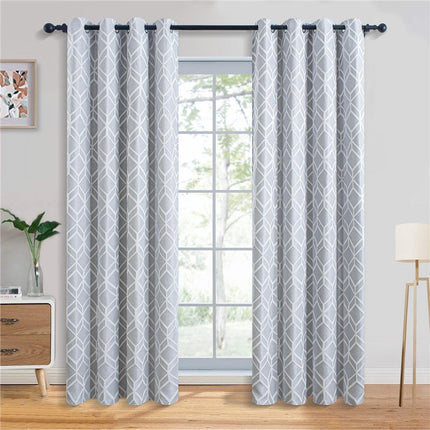 Jasnoszara zasłona zaciemniająca w geometryczny wzór