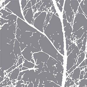 Niebieska zasłona ogrodowa we wzór gałęzi.