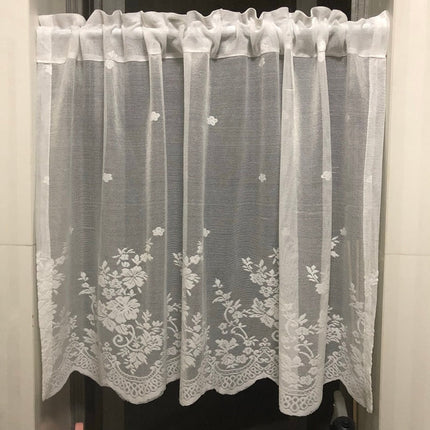 Biała firana żakardowa w kwiaty