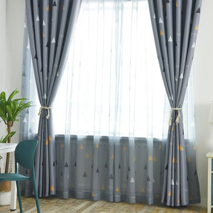 Szara zasłona w geometryczne trójkąty