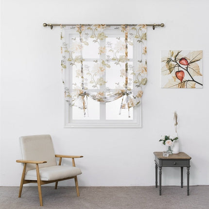 Wiązana firana w kwiatowy wzór