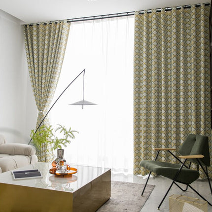 Zasłona w skandynawskie żółte romby