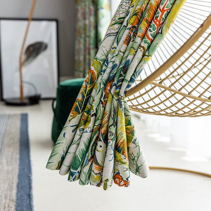 Zasłona w kolorowy tropikalny wzór liści