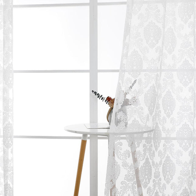 Biała firana w żakardowy wzór