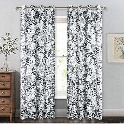 Zasłona w zielony wzór botaniczny