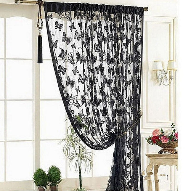 Prześwitująca firana w kolorowe motyle