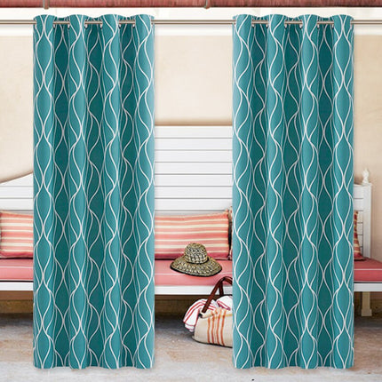 Jasnoszara zasłona ogrodowa w falisty wzór.