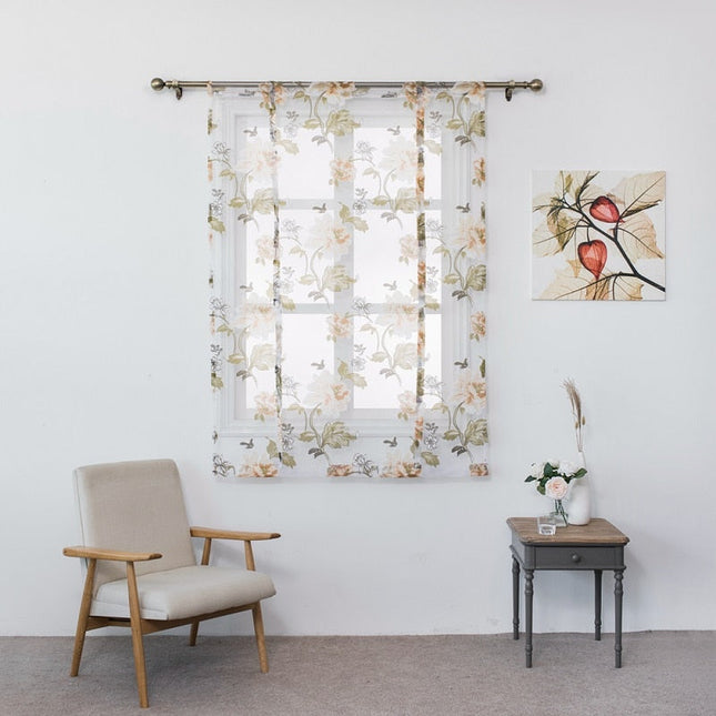 Wiązana firana w kwiatowy wzór