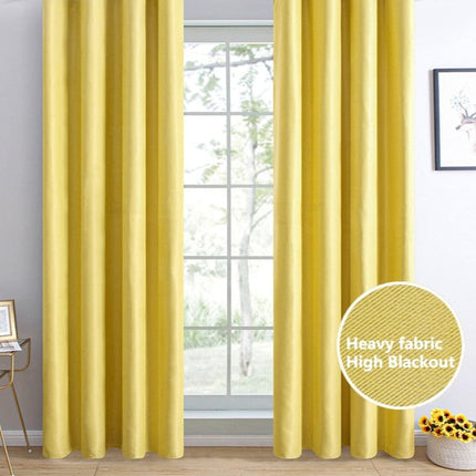 Żółta zasłona zaciemniająca do pokoju dziennego