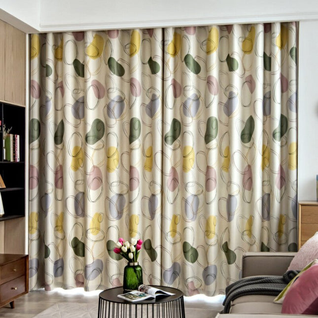 Zasłona w zielono-limonkowe abstrakcyjne wzory