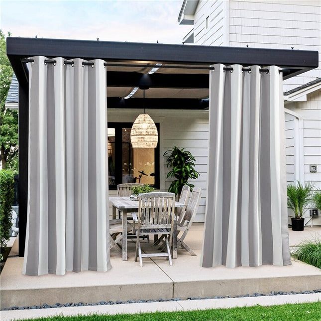 Zasłona ogrodowa w biało-szare pasy