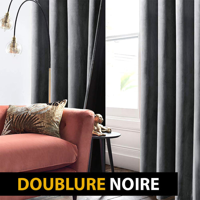 Ciemnoszara zasłona zaciemniająca z welwetu