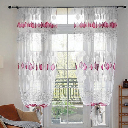 Firana w szare i fioletowe liście