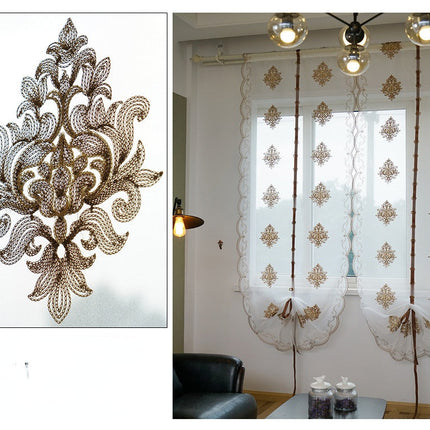 Firana panelowa z brązowym haftem