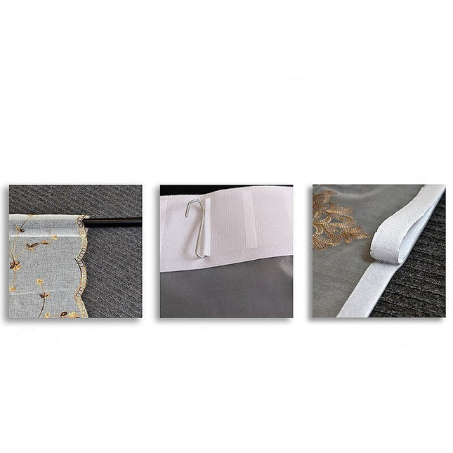 Firana panelowa z brązowym haftem