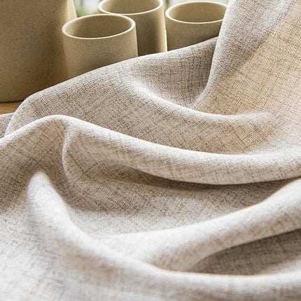 Lniana firana beżowa z lamówką