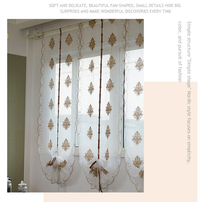 Firana panelowa z brązowym haftem