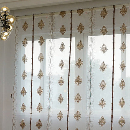 Firana panelowa z brązowym haftem