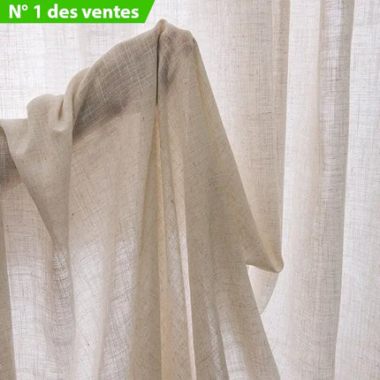 Firana beżowa imitująca naturalny len