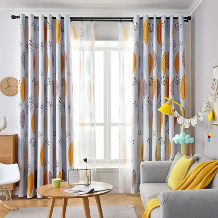 Firana z żółtym wzorem botanicznym