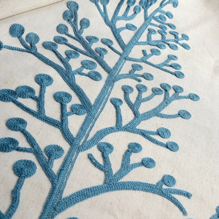 Lniana zasłona zaciemniająca z haftem.