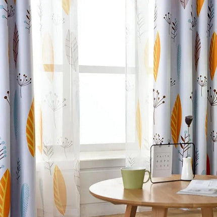 Firana z żółtym wzorem botanicznym