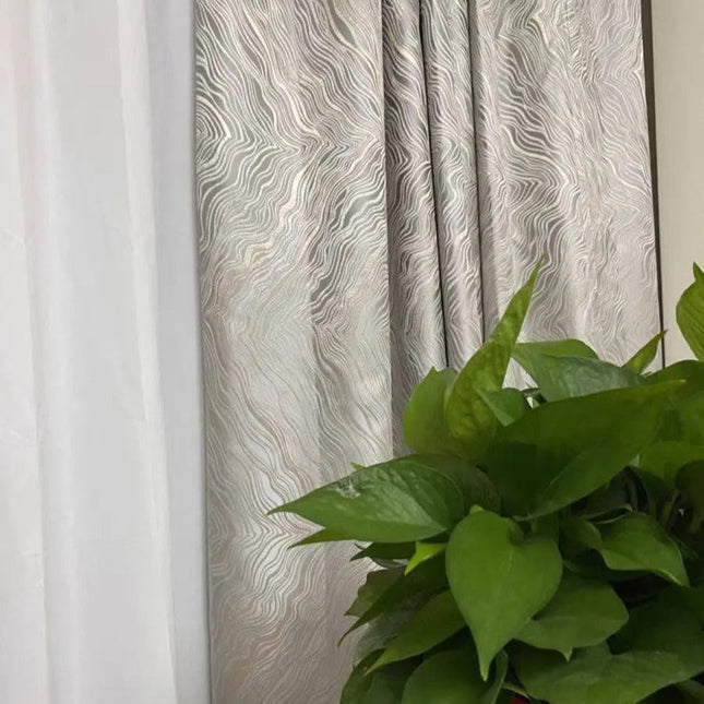 Nowoczesna zasłona zaciemniająca srebrny wzór