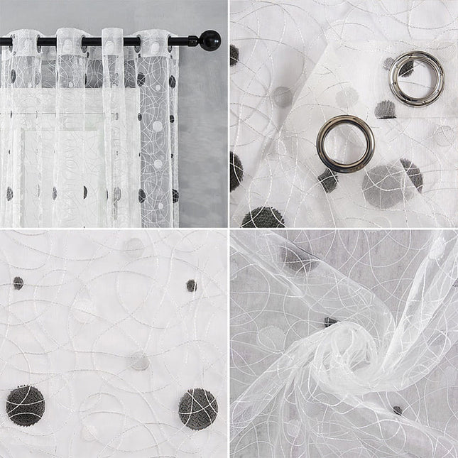 Biała firana z delikatnym haftem