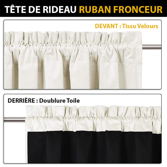 Biała zasłona welwetowa zaciemniająca na taśmie