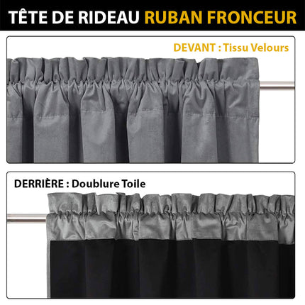 Ciemnoszara zasłona zaciemniająca z welwetu