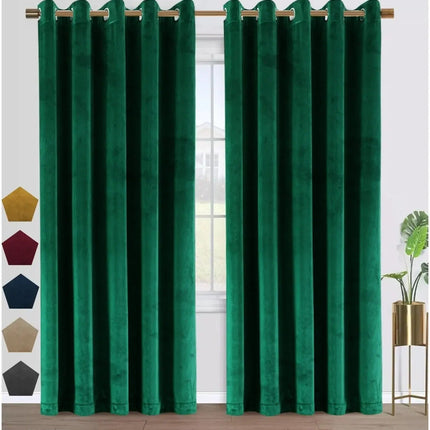 Szmaragdowa aksamitna zasłona zaciemniająca do salonu