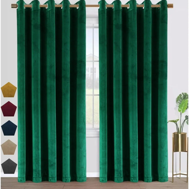 Szmaragdowa aksamitna zasłona zaciemniająca do salonu