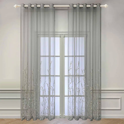 Delikatna firana w haftowane gałązki