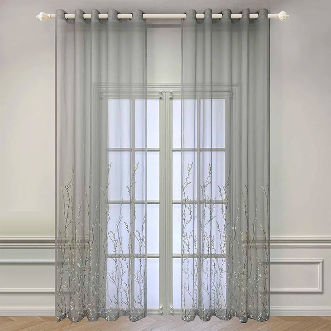 Delikatna firana w haftowane gałązki