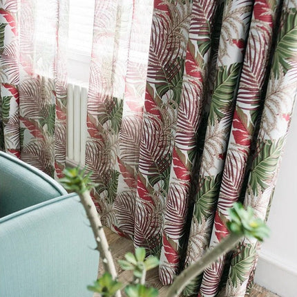 Woalowa firana w egzotyczne liście