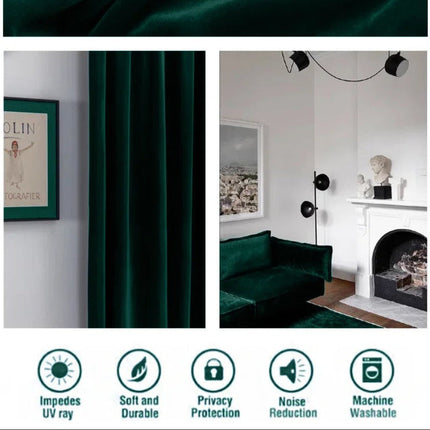 Szmaragdowa aksamitna zasłona zaciemniająca do salonu