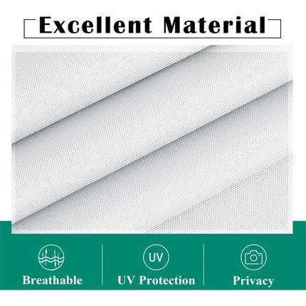 Biała zasłona na pergolę wodoodporna na szelkach.