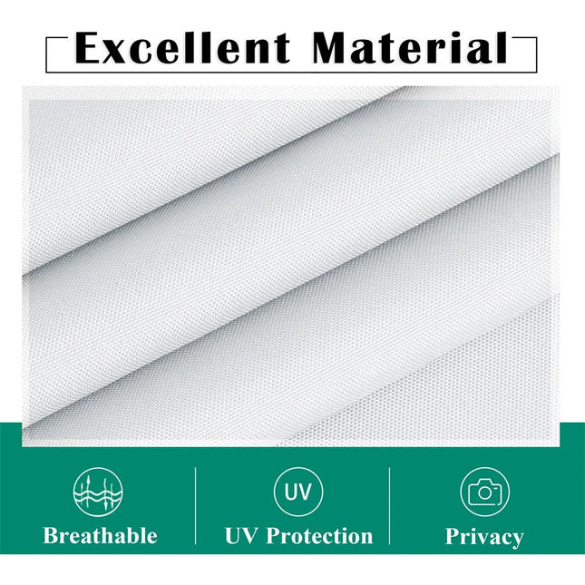 Biała zasłona na pergolę wodoodporna na szelkach.