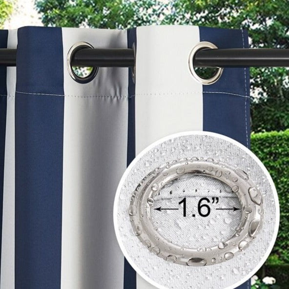 Zasłona ogrodowa w biało-szare pasy