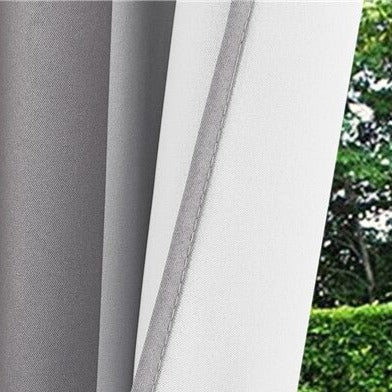 Zasłona ogrodowa w biało-szare pasy