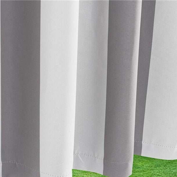 Zasłona ogrodowa w biało-szare pasy