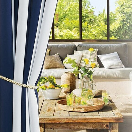 Zasłona ogrodowa w biało-szare pasy