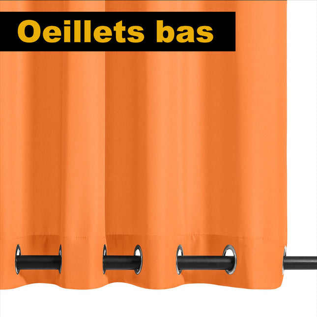 Pomarańczowa zasłona ogrodowa na altanę z przelotkami.