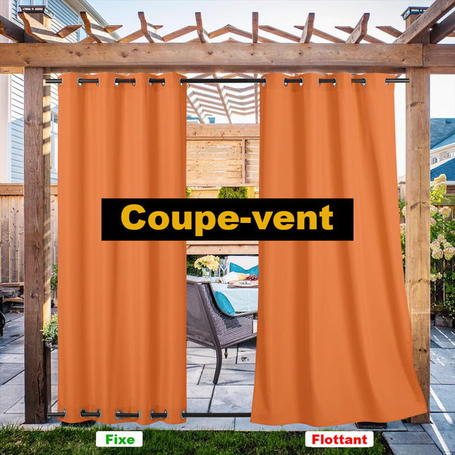 Pomarańczowa zasłona ogrodowa na altanę z przelotkami.