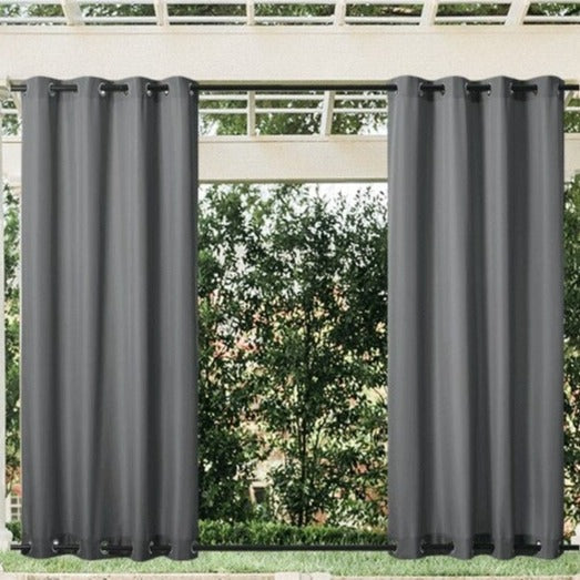 Pomarańczowa zasłona ogrodowa na altanę z przelotkami.