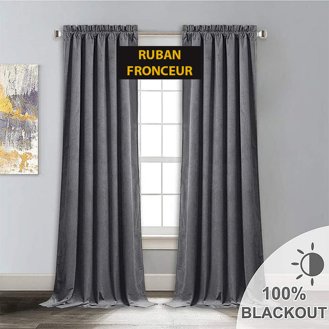 Ciemnoszara zasłona zaciemniająca z welwetu