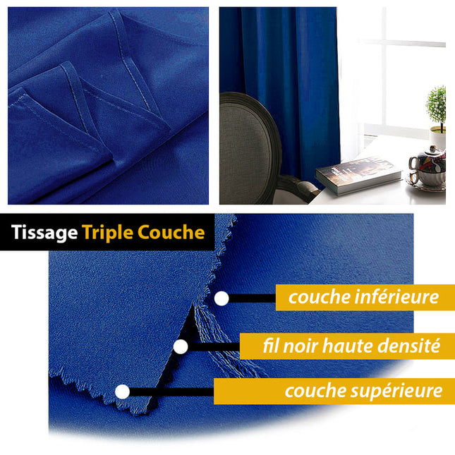 Gładka granatowa zasłona zaciemniająca do sypialni.